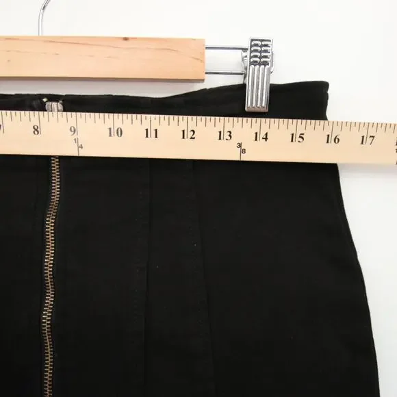 Free People Skirt Black Denim Front Zip Mini High Rise Layla Sexy We the Free 10 - Picture 5 of 10